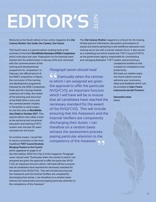 Editors Note Page - Page 5
